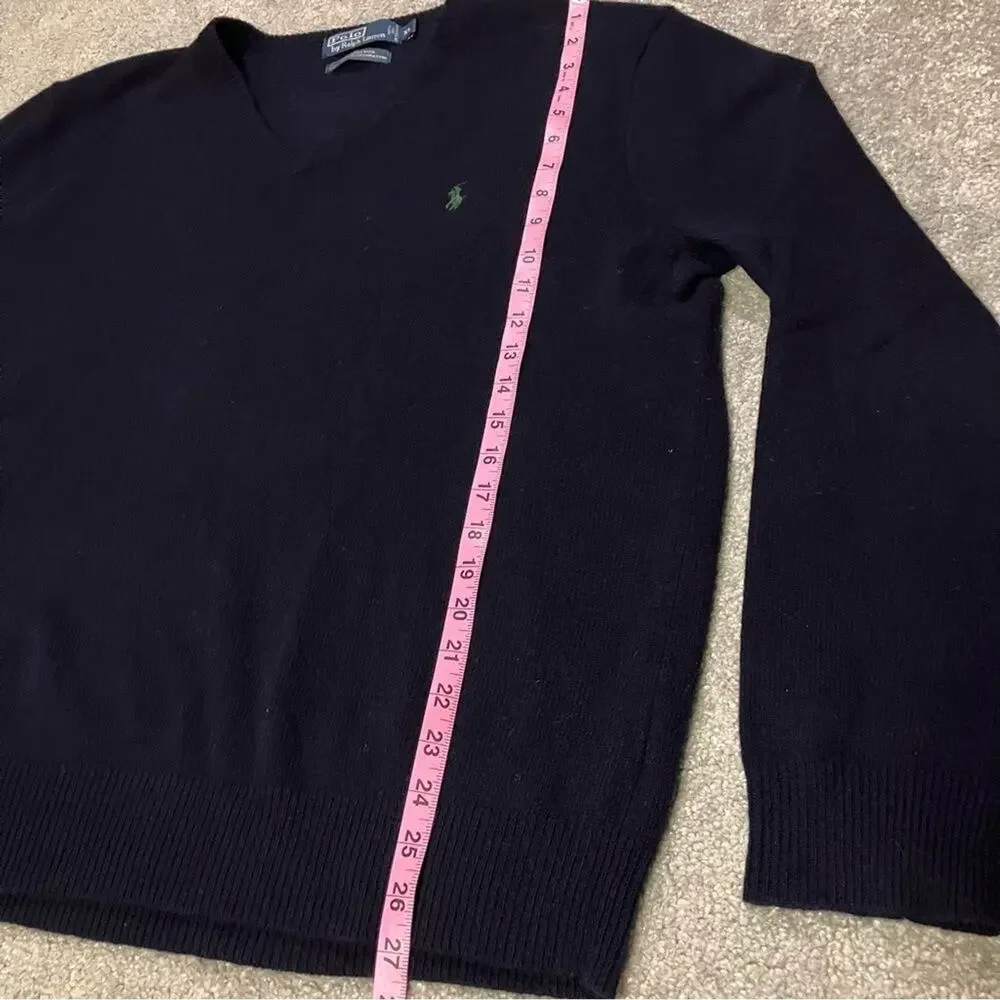 Polo Ralph Lauren Men’s Navy Blue 100% Lambswool V-Neck Sweater Size XL